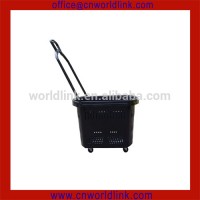 High Quality 4 Wheels Plastic Pull Wheelie Basket