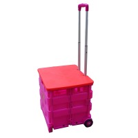 2 Wheel Shopping Rolling Plastic Folding Box Cart