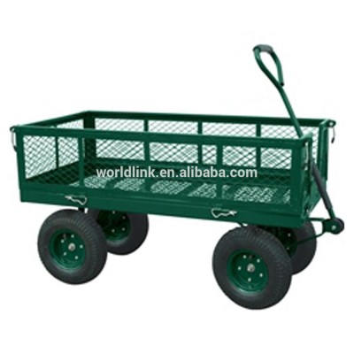 300kgs Folding Heavy Duty Antique Green Garden Cart With Wheels